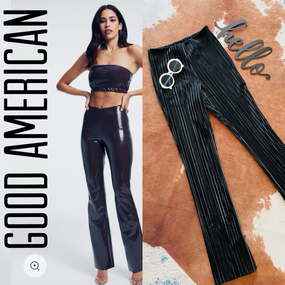 Good American Leather Flare Pants